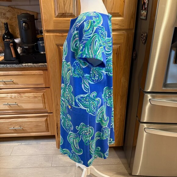 Lilly Pulitzer Layton Shift Dress XL Blue Crush “She Got Sole” EUC - Picture 3 of 11